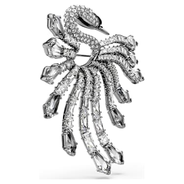 The Vienna Collection bross, Hattyú, Fehér, Ruténium bevonattal - Swarovski, 5741557