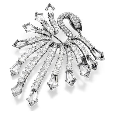 The Vienna Collection 胸针, 天鹅, 白色, 镀钌 - Swarovski, 5741557