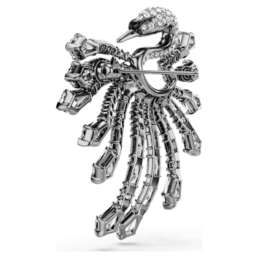 The Vienna Collection 胸针, 天鹅, 白色, 镀钌 - Swarovski, 5741557
