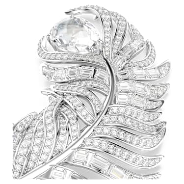 Vienna Brosch, Blandade slipningar, Fjäder, Vit, Rodiumpläterad - Swarovski, 5741558
