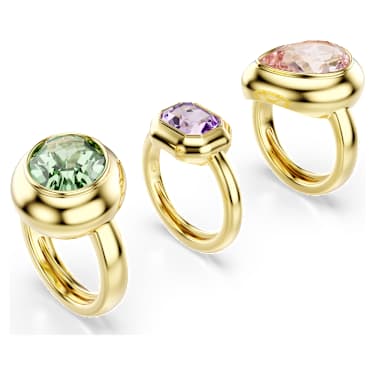 Anillo con motivo Gema, Conjunto (3), Multicolor, Baño tono oro - Swarovski, 5741583