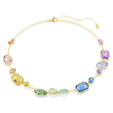 Gema necklace, Mixed cuts, Multicolored, 18K gold finish - Swarovski, 5741584