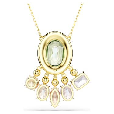 Gema pendant, Mixed cuts, Dangling crystals, Multicolored, 18K gold finish - Swarovski, 5741587