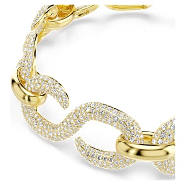 Dextera 束颈项链, 圆形切割, 白色, 金色饰面 - Swarovski, 5741788
