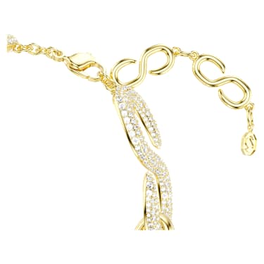 Ovratnica Dextera, Okrogli rez, Bela, PVD zlatega odtenka - Swarovski, 5741788