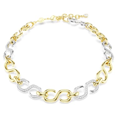 Collar Dextera, Talla redonda, Cadena, Blanco, Combinación de acabados metálicos - Swarovski, 5741795