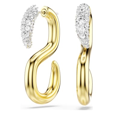 Brincos Dextera, Lapidação redonda, Brancos, Acabamento de combinação de metais - Swarovski, 5741796
