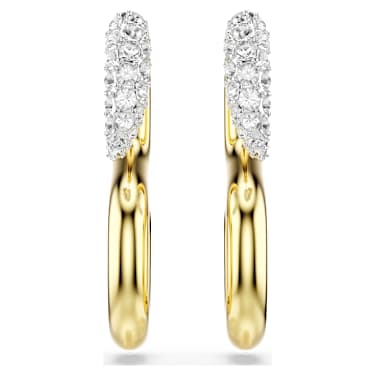 Brincos Dextera, Lapidação redonda, Brancos, Acabamento de combinação de metais - Swarovski, 5741796