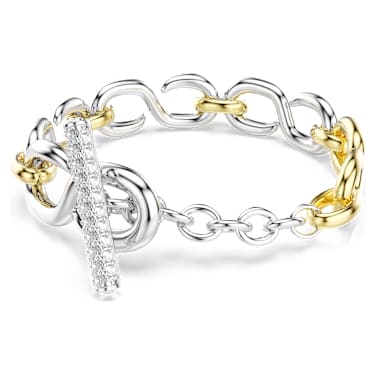 Dextera Bileklik, Yuvarlak kesim, T-çubuk, Beyaz, Karışık metal yüzey - Swarovski, 5741797