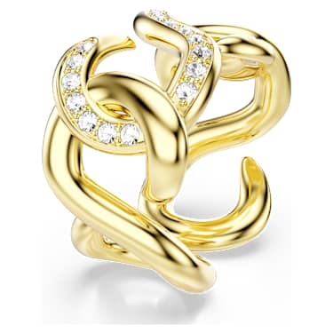 Dextera open ring, Round cut, White, 18K gold finish | Swarovski