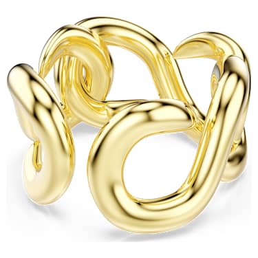 Dextera แหวนเปิด, เจียระไนทรงกลม, ขาว, เคลือบโทนสีทอง - Swarovski, 5741802