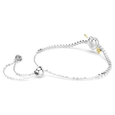 Idyllia armband, Verschillende slijpvormen, Hart met pijl, Wit, Rodium toplaag - Swarovski, 5742022