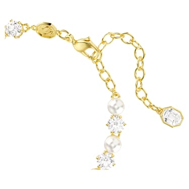 Bracelete Tennis Matrix, Crystal Pearl, Lapidação redonda, Branca, Lacado a dourado - Swarovski, 5742026