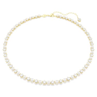 Verižica Tennis Matrix, Kristalni biser, Okrogli rez, Bela, V videzu 18-karatnega zlata - Swarovski, 5742039