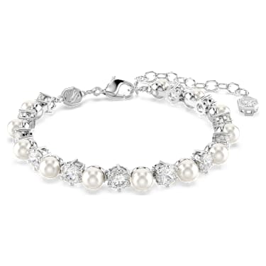 Matrix 套装, 仿水晶珍珠, 圆形切割, 白色, 镀铑 - Swarovski, 5742040