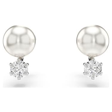 Set Matrix, Perlă de cristal,Tăietură rotundă, Alb, Placat cu rodiu - Swarovski, 5742040