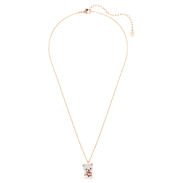 Idyllia 链坠, 混合切割, 泰迪熊, 白色, 玫瑰金色饰面 - Swarovski, 5742363
