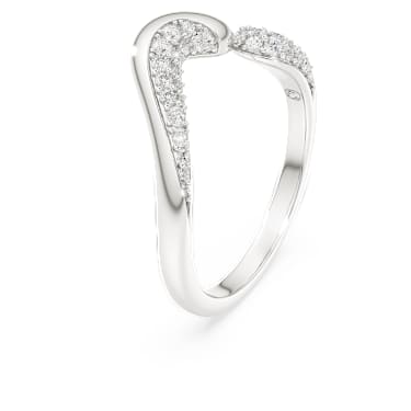 Ανοιχτό δαχτυλίδι Swarovski Classica, Στρογγυλή κοπή, Λευκό, Ασήμι - Swarovski, 5742580
