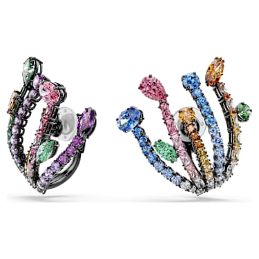 Brincos de mola Matrix, Combinação de lapidações, Bouquet, Multicor, Lacada a ródio - Swarovski, 5742673