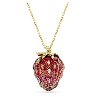 Idyllia Kolye, Karışık kesimler, Çilek, Kırmızı, Altın rengi kaplama - Swarovski, 5742676