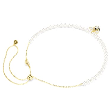 Gargantilha Idyllia, Crystal Pearl, Combinação de lapidações, Abelha, Branca, Lacado a dourado - Swarovski, 5742677