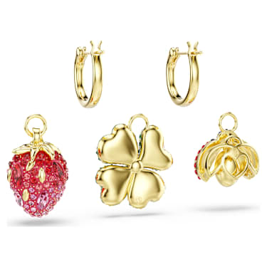 Orecchini Pendenti A Fragola Con Strass Rossi Per Donna | Frutto 3x1,3 Cm In Lega E Argento S925