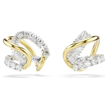 Brincos cuff Hyperbola, Combinação de lapidações, Brancos, Acabamento de combinação de metais - Swarovski, 5742842