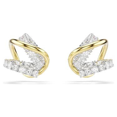 Ozdoby na ucho Hyperbola, Různé výbrusy, Bílé, Povrchová úprava použitím směsi kovů - Swarovski, 5742842