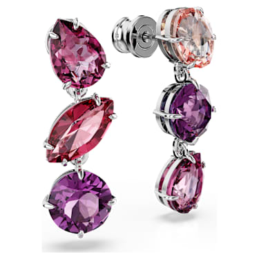 Cercei cu drop Gema, Tăieturi mixte, Roz, Placat cu rodiu - Swarovski, 5742883