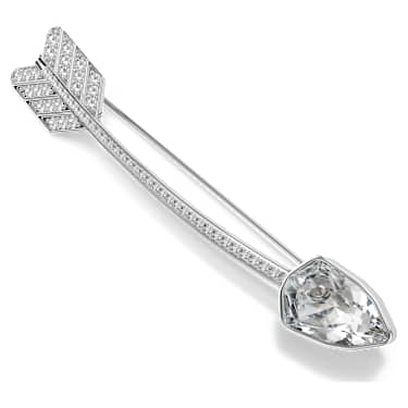 Spilla Idyllia, Taglio misto, Freccia, Bianca, Placcato rodio - Swarovski, 5742952