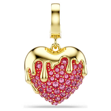 Idyllia 吊坠, 圆形切割, 心形, 粉红色, 金色饰面 - Swarovski, 5742953