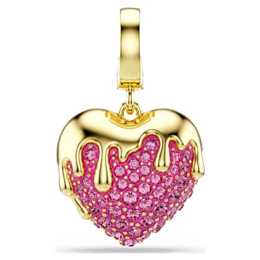 Idyllia Charm, Yuvarlak kesim, Kalp, Pembe, Altın rengi kaplama - Swarovski, 5742953