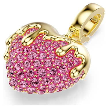 Charm Idyllia, Talla redonda, Corazón, Rosa, Acabado en oro de 18 quilates - Swarovski, 5742953