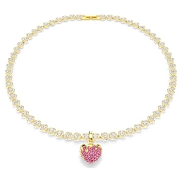 Idyllia charm, Round cut, Heart, Pink, Gold-tone plated - Swarovski, 5742953