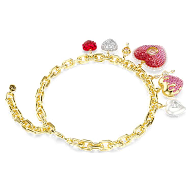 Idyllia necklace, Mixed cuts, Heart, Key, Multicolored, Gold-tone plated - Swarovski, 5742956