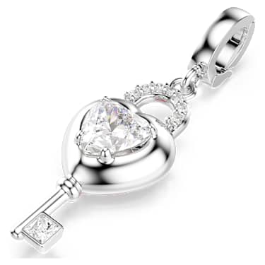 Idyllia Charm, ミックスカット, ハートと鍵, ホワイト, ロジウム