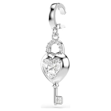 Charm Idyllia, Tailles variées, Cœur avec clé, Blanc, Métal rhodié - Swarovski, 5742957