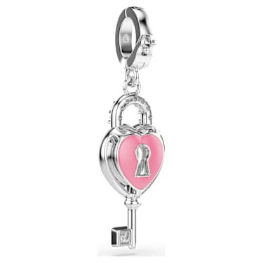 Idyllia Charm, ミックスカット, ハートと鍵, ホワイト, ロジウム