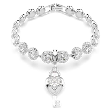 Idyllia Charm, ミックスカット, ハートと鍵, ホワイト, ロジウム