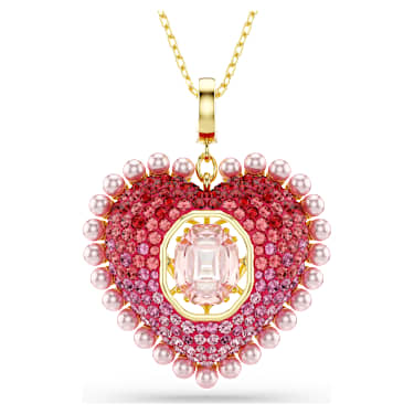 Idyllia Anhänger, Verschiedene Schliffe, Herz, Rosa, 18K Goldbeschichtet - Swarovski, 5742958