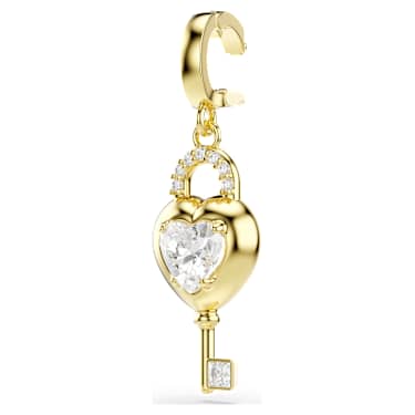 Idyllia 吊坠, 混合切割, 心形与钥匙, 白色, 金色饰面 - Swarovski, 5742959