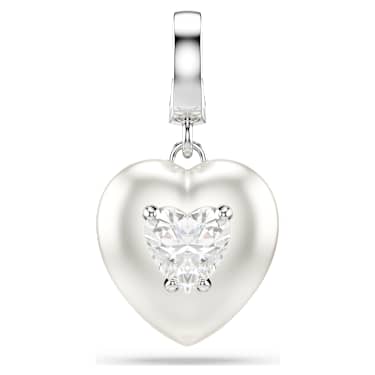 Charm Idyllia, Combinação de lapidações, Revestimento de cor pérola, Coração, Branco, Lacado a ródio - Swarovski, 5742960