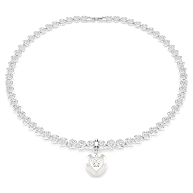 Charm Idyllia, Tailles variées, Revêtement couleur perle, Cœur, Blanc, Métal rhodié - Swarovski, 5742960