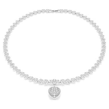 Charm Idyllia, Tailles variées, Revêtement couleur perle, Cœur, Blanc, Métal rhodié - Swarovski, 5742960