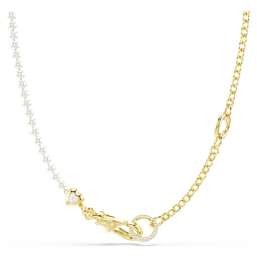 Swarovski ネックレス クリスタル・パール、18Kゴールドコーティング Idyllia ネックレス, クリスタル・パール, ホワイト, 18Kゴールド