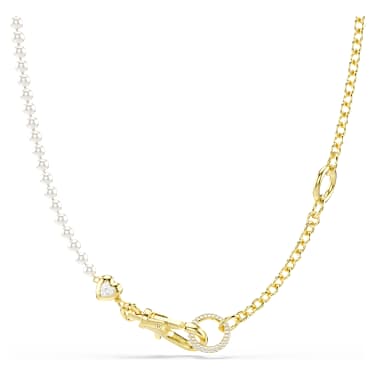 Verižica Idyllia, Kristalni biser, Bela, PVD zlatega odtenka - Swarovski, 5742961