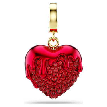 Idyllia Charm, Rundschliff, Herz, Rot, Goldlegierungsschicht - Swarovski, 5742994