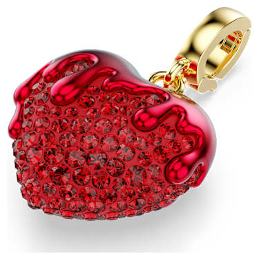 Idyllia charm, Round cut, Heart, Red, 18K gold finish - Swarovski, 5742994