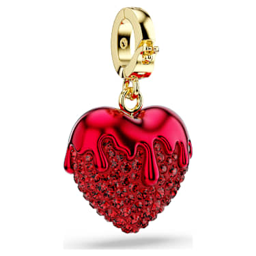 Idyllia charm, Round cut, Heart, Red, 18K gold finish - Swarovski, 5742994