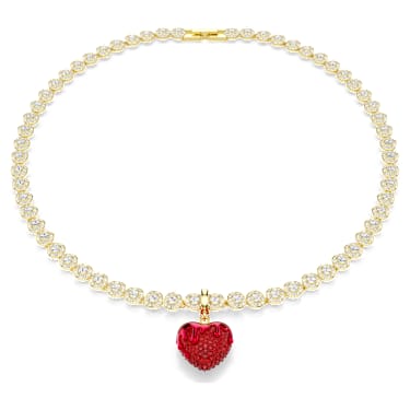 Idyllia charm, Round cut, Heart, Red, Gold-tone plated - Swarovski, 5742994